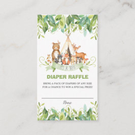 Tribal Woodland Animals Greenery Boy Diaper Raffle Tilläggskort