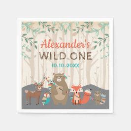 Tribal Woodland Animals Vild 1 Party Baby Shower Pappersservett