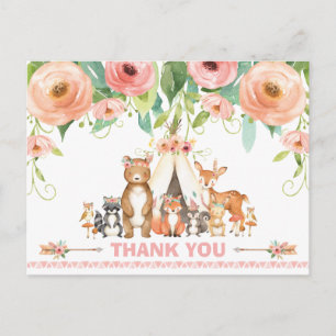 Tribal Woodland Baby Shower Birthday Tack Vykort