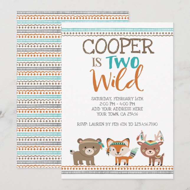 Tribal Woodland Inbjudningar (Fram/baksida)