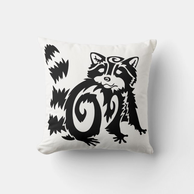 Tribal Woodland Raccoon Design Kudde (Framsida)