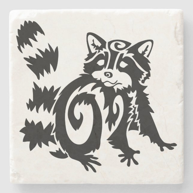 Tribal Woodland Raccoon Design Stenunderlägg (Framsidan)