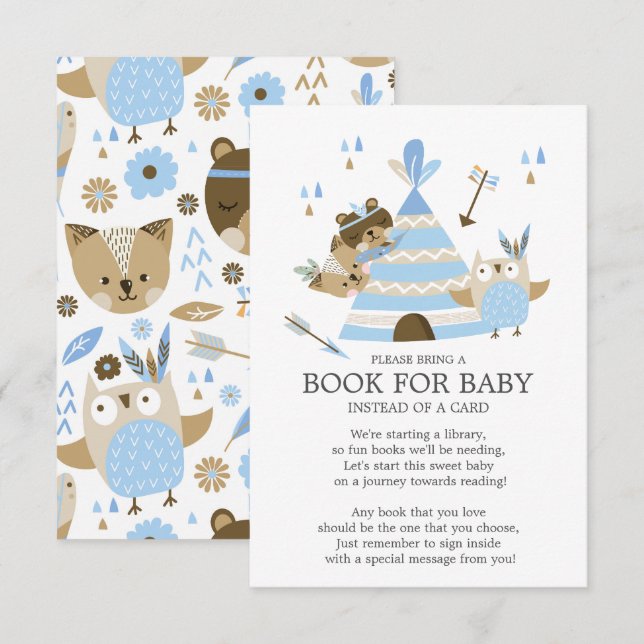 Tribal Woodland Vild en babyåkare Bok för Baby Inbjudningar (Fram/baksida)