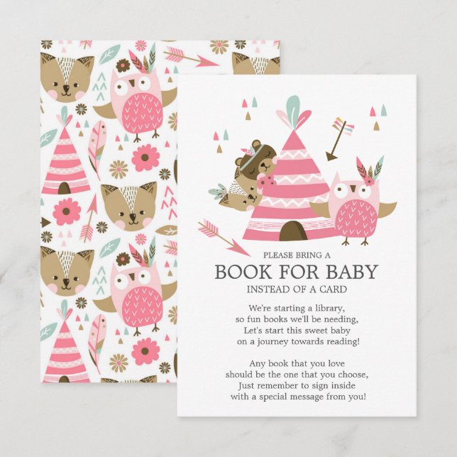 Tribal Woodland Vild en babyåkare Bok för Baby Inbjudningar (Fram/baksida)