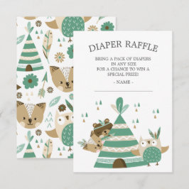 Tribal Woodland Vild en babystövel Raffle Inbjudningar