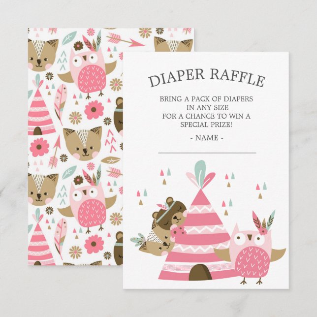Tribal Woodland Vild en babystövel Raffle Inbjudningar (Fram/baksida)
