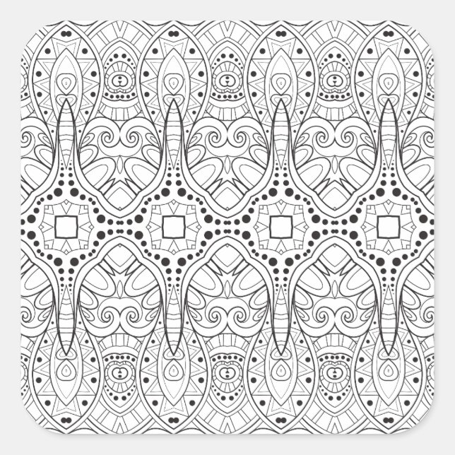 Tribal Zendoodle Design Fyrkantigt Klistermärke (Framsida)