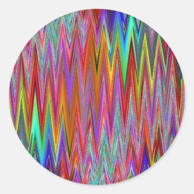 Tribal Zigzag Sticker Runt Klistermärke (Framsida)