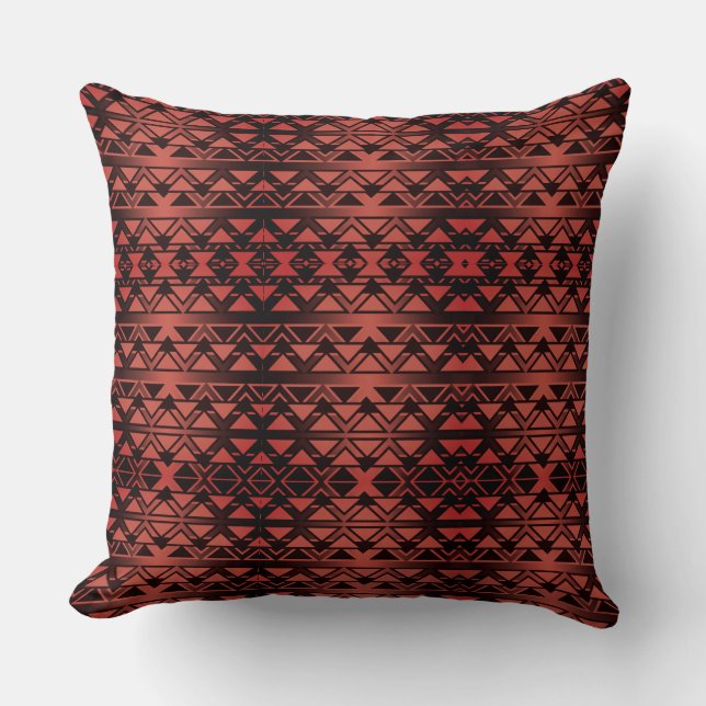 Tribal ZigZag-trianglar på övertonad mörk lax Kudde (Framsida)