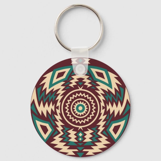Tribalt inspirerad geometrisk mandala nyckelring (Framsida)