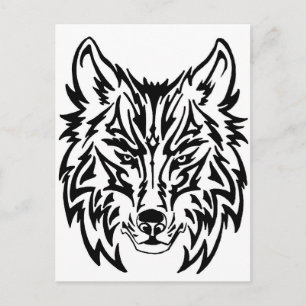 TribalWolfWhiteBackground Vykort