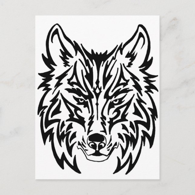 TribalWolfWhiteBackground Vykort (Framsida)
