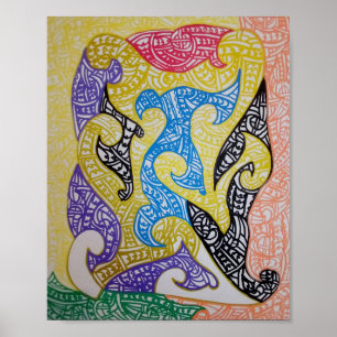 Tribe2 Maori-konst av Roger R Whiteside Poster