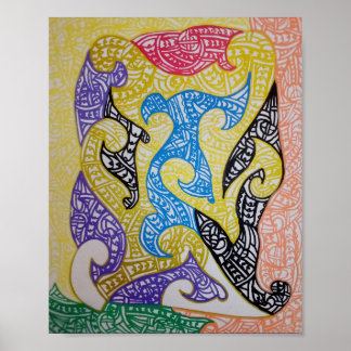 Tribe2 Maori-konst av Roger R Whiteside Poster
