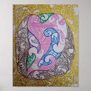 Tribe3 Abstrakt Maori Kowhaiwhai av RRW Poster