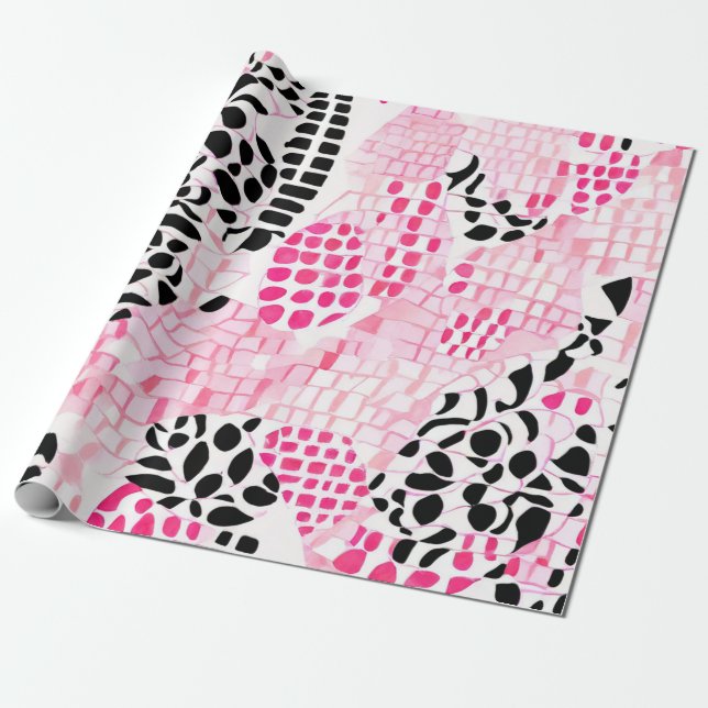 Tribens anda: Rosa, svart och vitt Presentpapper (Utrullad)