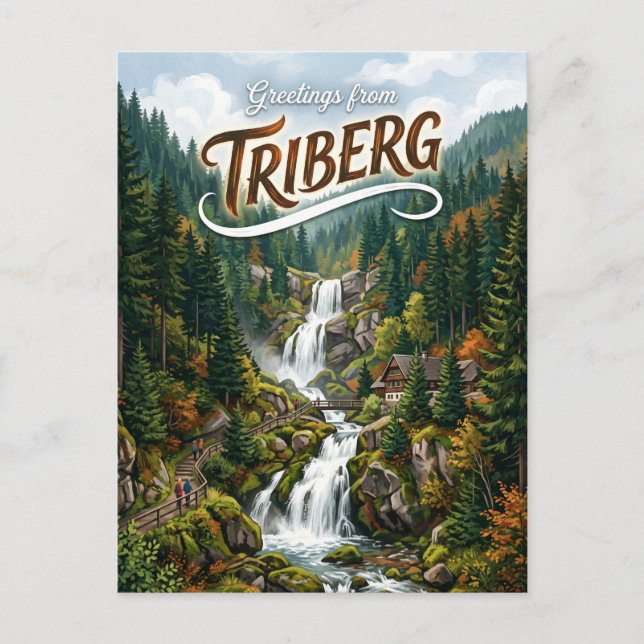 Triberger Wasserfälle (Tribergs vattenfall) Tyskla Vykort (Framsida)
