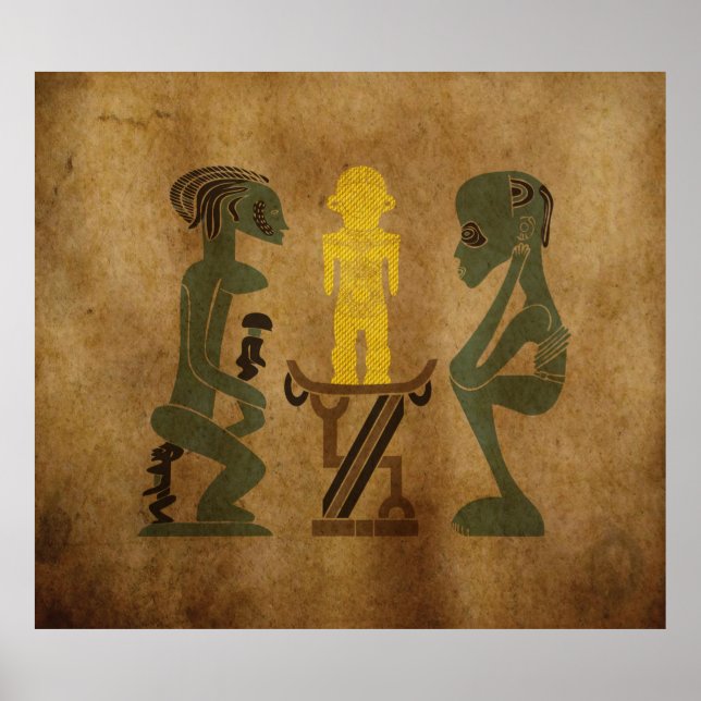 tribisk krigare, rituell scen i sten som vårdar poster (Framsidan)