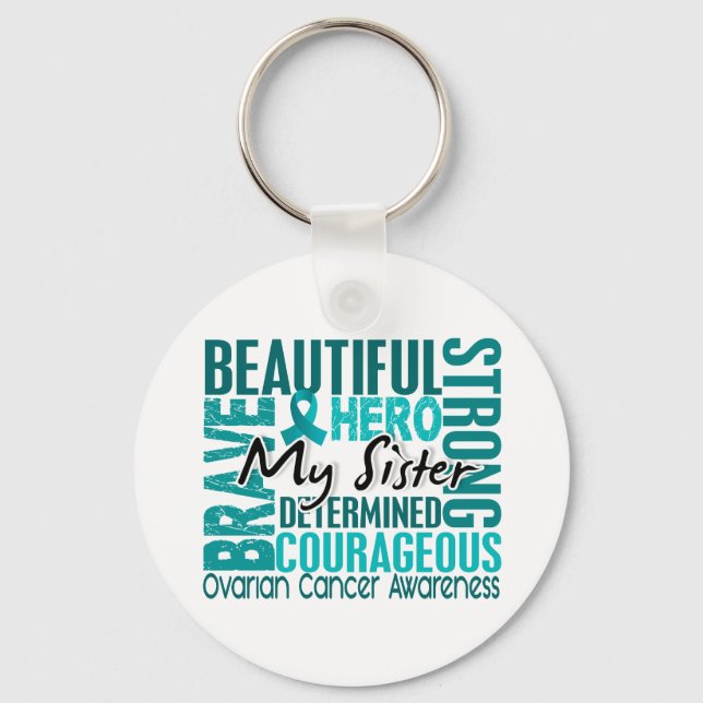 Tribute Square Syster Ovarian Cancer Nyckelring (Framsida)