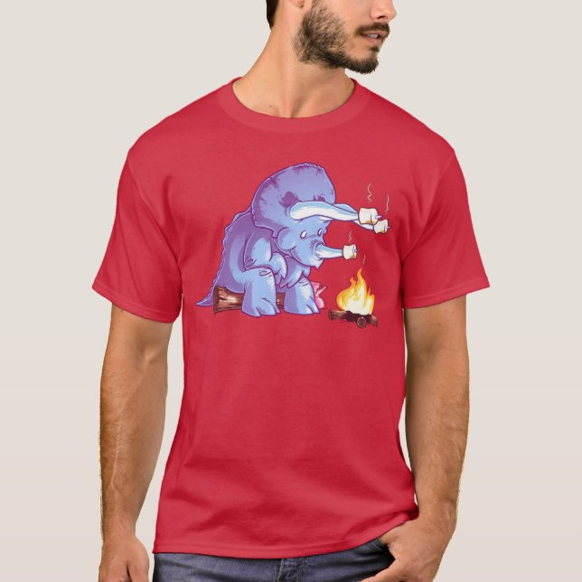 Triceramallows lägereld dinosaur rolig t shirt (Framsida)