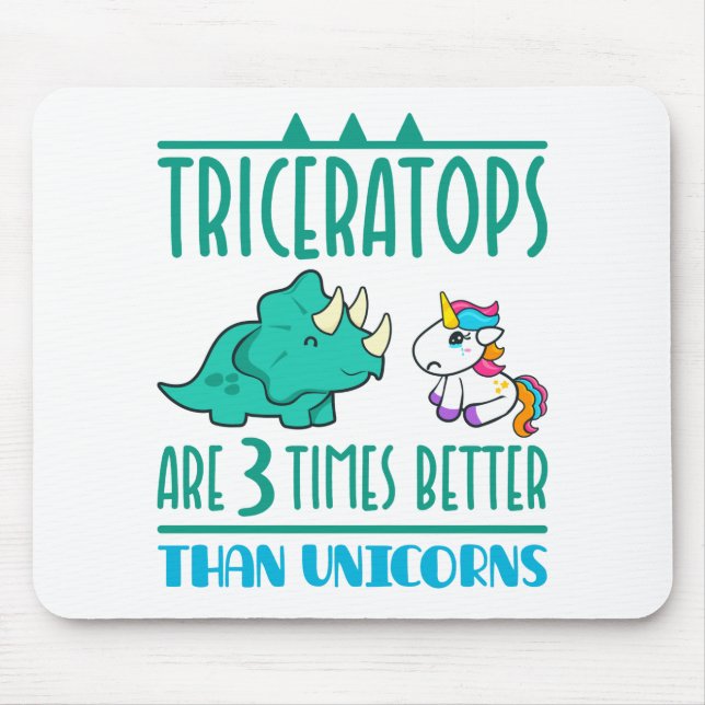 Triceratops är tre gånger bättre än Unicorns Musmatta (Framsidan)