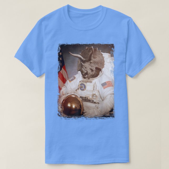 Triceratops Astronaut Dinosaur Space Suit Moon Din T Shirt (Design framsida)