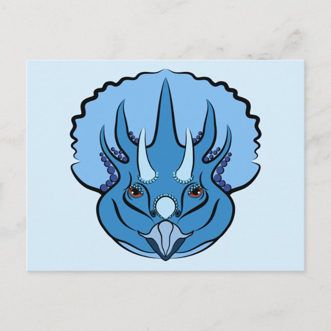 Triceratops Blue Cute Dinosaur Vykort (Framsida)