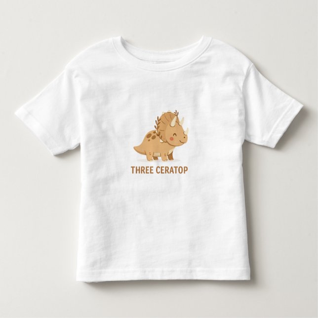 Triceratops Café – Cute Dinosaur Coffee Illustrati T Shirt (Framsida)
