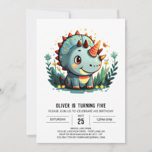 Triceratops Chic Dinosaur Boy Birthday Inbjudningar