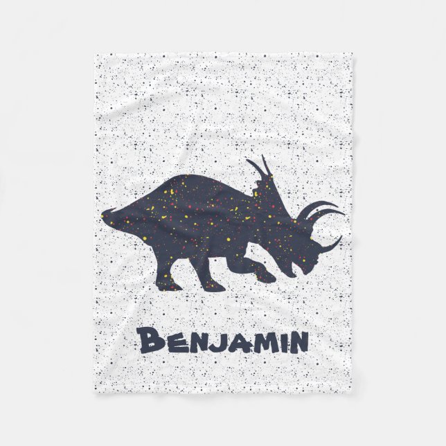 Triceratops Custom Name Fleece Blanket, liten (Framsidan)