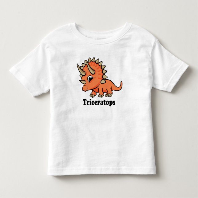 Triceratops Cute Dinosauer T Shirt (Framsida)
