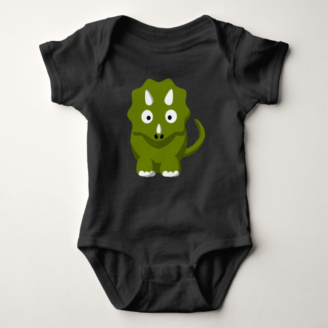 Triceratops Dino Baby Bodykostym T Shirt (Framsida)