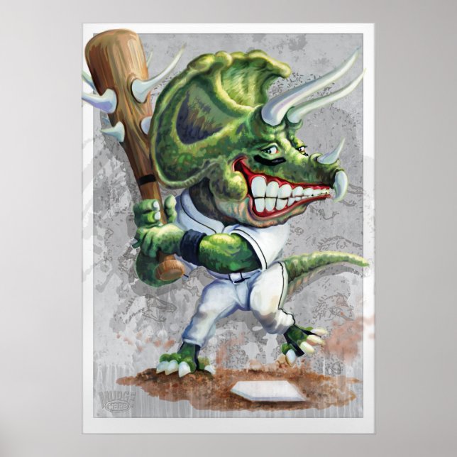 Triceratops Dino Baseball Poster (Framsidan)