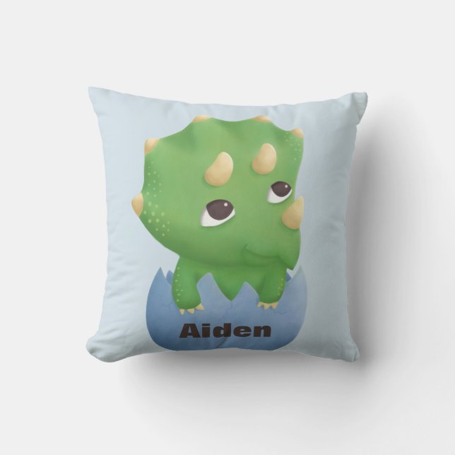 Triceratops dinosaur baby pojke sovrum kasta kudde (Framsida)