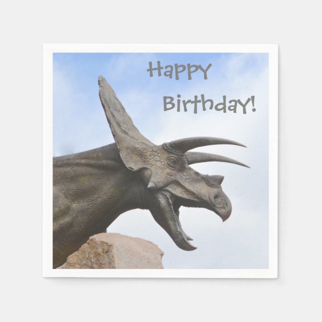 Triceratops Dinosaur Birthday Pappersservett (Framsidan)