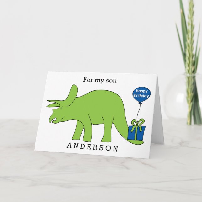 Triceratops Dinosaur Birthday Son Kort (Framsida)