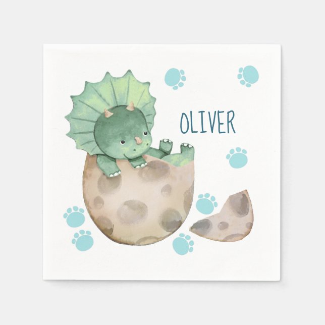 Triceratops Dinosaur Boy Shower Pappersservett (Framsidan)