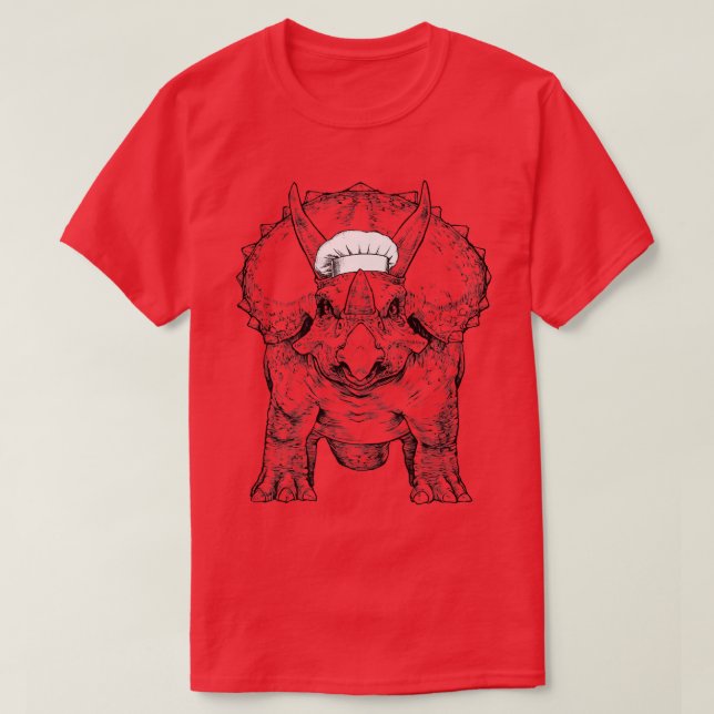 Triceratops Dinosaur Chef TRe Funny Cooking Cook T Shirt (Design framsida)