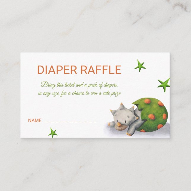Triceratops Dinosaur Diaper Raffle Tilläggskort (Framsida)