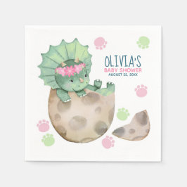 Triceratops Dinosaur Girl Baby Shower Pappersservett