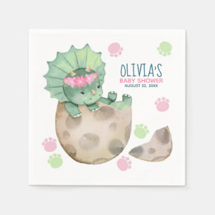 Triceratops Dinosaur Girl Baby Shower Pappersservett