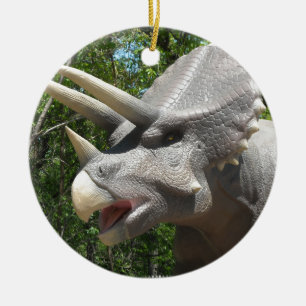 Triceratops dinosaur julgransprydnad keramik