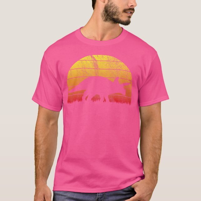 Triceratops Dinosaur Retro Vintage Summer Sunset T Shirt (Framsida)