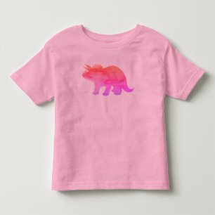 Triceratops Dinosaur Rosa Orange Målning T-shirt