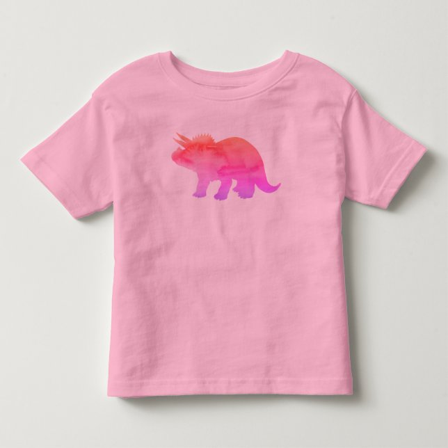 Triceratops Dinosaur Rosa Orange Målning T-shirt (Framsida)