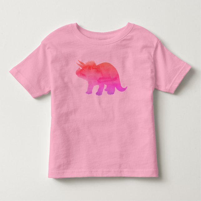 Triceratops Dinosaur Rosa Orange Painting T-shirt (Framsida)