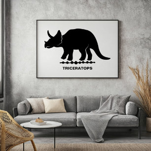 Triceratops dinosaur siluett poster
