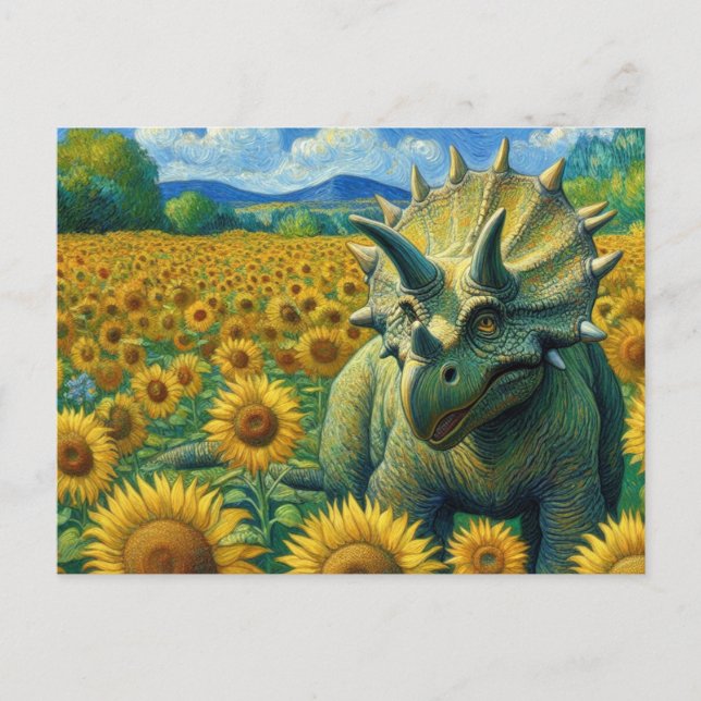 Triceratops Dinosaur, Solros Fält Van Gogh Vykort (Framsida)