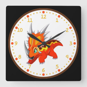 Triceratops Dinosaur Square Wall Clock Fyrkantig Klocka