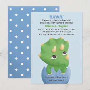 Triceratops dinosaur-tema baby shower inbjudningar